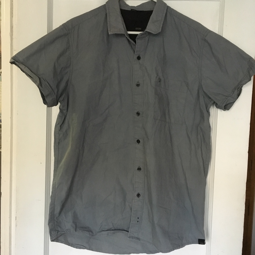 KR3W Button Up Shirt Gray Size Large Mens Casual